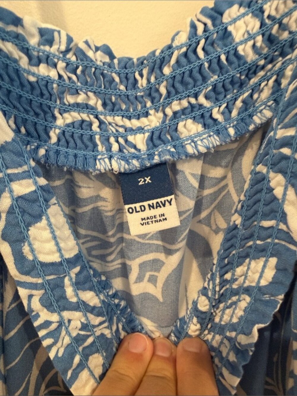 Old Navy Blue and White Floral Spaghetti Strap Dress - Picture 2 of 2